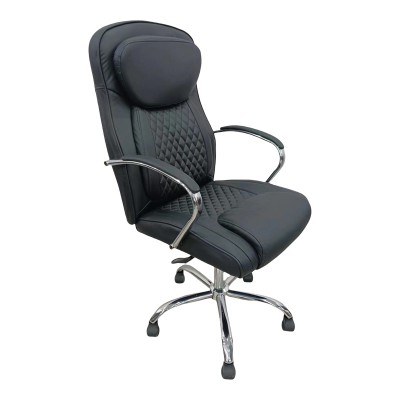 Καρέκλα γραφείου διευθυντή Quilted pakoworld pu μαύρο 62x70x116εκ