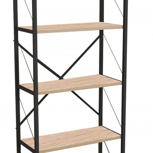 Βιβλιοθήκη Draizy pakoworld oak-μαύρο μελαμίνης 60x30x150εκ Έπιπλα Γραφείου