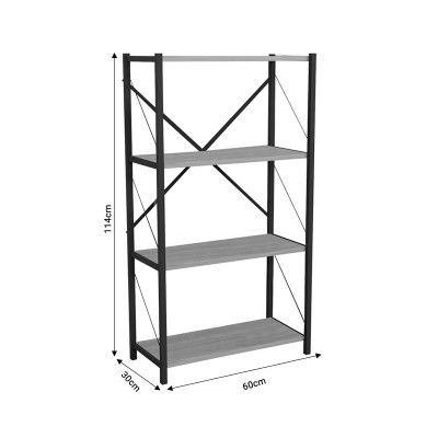 Βιβλιοθήκη Jackrey pakoworld oak-μαύρο μελαμίνης 60x30x114εκ Έπιπλα Γραφείου Βιβλιοθήκη Jackrey pakoworld oak-μαύρο μελαμίνης 60x30x114εκ Έπιπλα Γραφείου