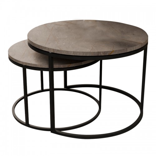 Τραπέζια σαλονιού Solme pakoworld σετ 2τεμ γκρι μαρμάρου μελαμίνης-μαύρο μέταλλο Σαλόνι Τραπέζια σαλονιού Solme pakoworld σετ 2τεμ γκρι μαρμάρου μελαμίνης-μαύρο μέταλλο Σαλόνι