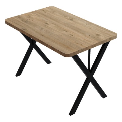 Τραπέζι Zeryin pakoworld oak μελαμίνης-μαύρο μέταλλο 110x70x75εκ