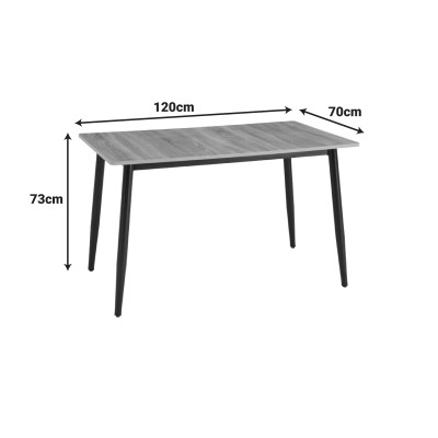 Τραπέζι Loza pakoworld sonoma MDF με μαύρο μεταλλικό πόδι 120x70x73εκ Σαλόνι