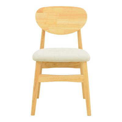 Καρέκλα Cardith pakoworld rubberwood-plywood σε φυσική απόχρωση-ύφασμα γκρι-μπεζ 48x51x78εκ Σαλόνι