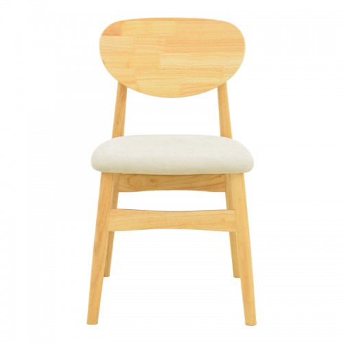 Καρέκλα Cardith pakoworld rubberwood-plywood σε φυσική απόχρωση-ύφασμα γκρι-μπεζ 48x51x78εκ Σαλόνι