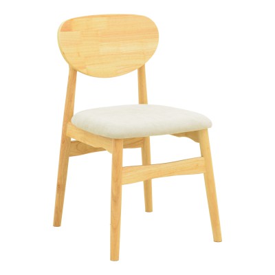Καρέκλα Cardith pakoworld rubberwood-plywood σε φυσική απόχρωση-ύφασμα γκρι-μπεζ 48x51x78εκ
