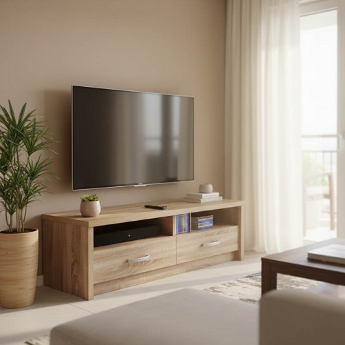 Έπιπλο τηλεόρασης Podizor pakoworld σε sonoma απόχρωση 120x45x42.5εκ Σαλόνι