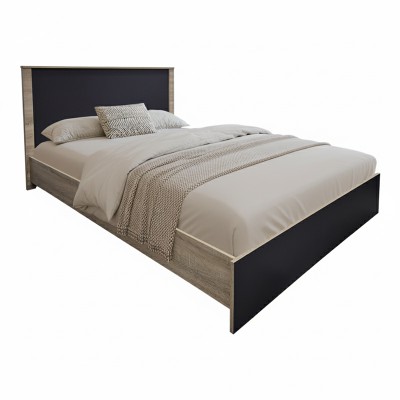Κρεβάτι Athos pakoworld σε sonoma-ανθρακί απόχρωση 140x200εκ