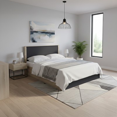 Κρεβάτι Athos pakoworld σε sonoma-ανθρακί απόχρωση 160x200εκ
