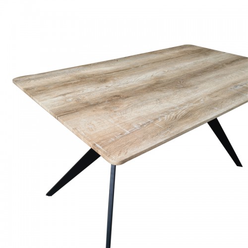 Τραπέζι Ezali pakoworld sonoma mdf με μαύρα μεταλλικά πόδια 140x80x75εκ Σαλόνι