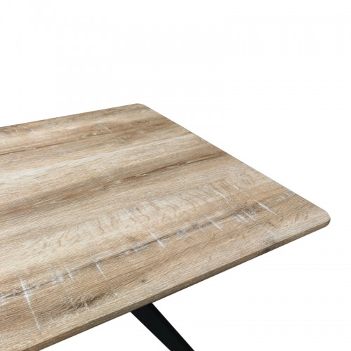 Τραπέζι Ezali pakoworld sonoma mdf με μαύρα μεταλλικά πόδια 140x80x75εκ Σαλόνι