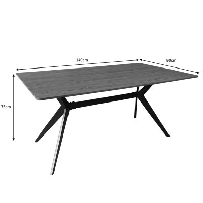 Τραπέζι Ezali pakoworld sonoma mdf με μαύρα μεταλλικά πόδια 140x80x75εκ Σαλόνι