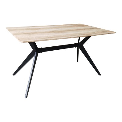 Τραπέζι Ezali pakoworld sonoma mdf με μαύρα μεταλλικά πόδια 140x80x75εκ