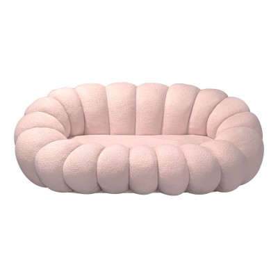 Καναπές Embrace pakoworld μπουκλέ ύφασμα σε ροζ απόχρωση 180x105x65εκ Σαλόνι