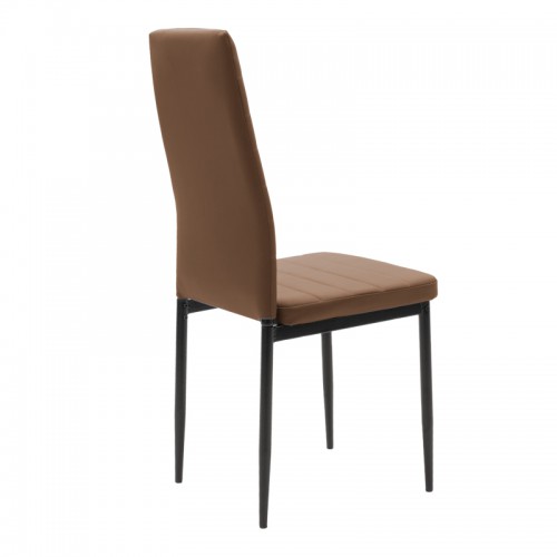 ΣΕΤ Καρέκλα Parker pakoworld cappuccino PU με μεταλλικό μαύρο πόδι 41x48x96εκ Τραπεζαρία
