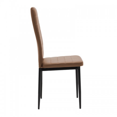 ΣΕΤ Καρέκλα Parker pakoworld cappuccino PU με μεταλλικό μαύρο πόδι 41x48x96εκ Τραπεζαρία
