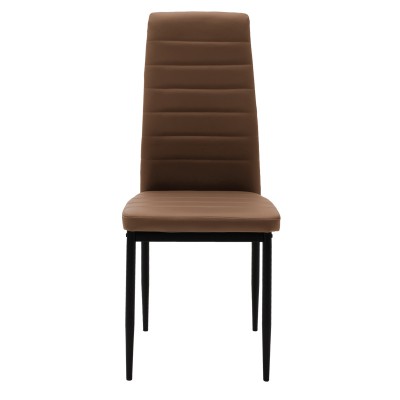 ΣΕΤ Καρέκλα Parker pakoworld cappuccino PU με μεταλλικό μαύρο πόδι 41x48x96εκ Τραπεζαρία