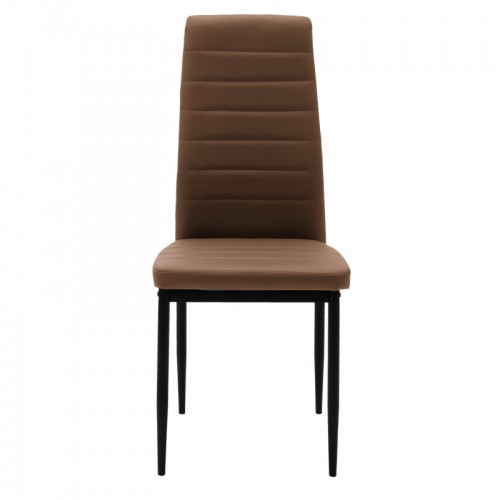 ΣΕΤ Καρέκλα Parker pakoworld cappuccino PU με μεταλλικό μαύρο πόδι 41x48x96εκ Τραπεζαρία