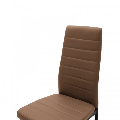 ΣΕΤ Καρέκλα Parker pakoworld cappuccino PU με μεταλλικό μαύρο πόδι 41x48x96εκ Τραπεζαρία