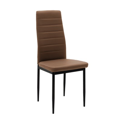 ΣΕΤ Καρέκλα Parker pakoworld cappuccino PU με μεταλλικό μαύρο πόδι 41x48x96εκ