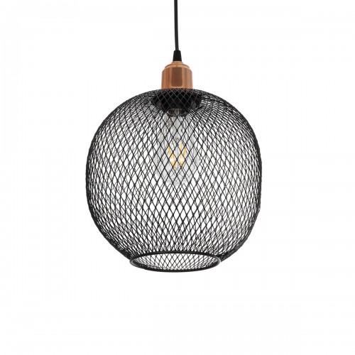 GloboStar® WIRE 203-0004 Μοντέρνο Κρεμαστό Φωτιστικό Πλέγμα Μονόφωτο 1 x E27 IP20 Μαύρο Συρμάτινο Πλέγμα - Μ29 x Π29 x Υ90cm Διακόσμηση - Φως - Χαλιά