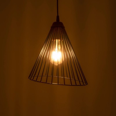 GloboStar® ARCWIRE 203-0015 Μοντέρνο Κρεμαστό Φωτιστικό Πλέγμα Μονόφωτο 1 x E27 IP20 Μαύρο Σύρμα - Μ24 x Π24 x Υ90cm Διακόσμηση - Φως - Χαλιά