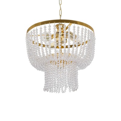 GLOBOSTAR® CRYSTAL 203-0028 Κλασικό Κρεμαστό Φωτιστικό Οροφής με Ντουί 3 x E27 AC 220-240V IP20 - Χρυσό & Διάφανο - Μ41 x Π41 x Υ40cm
