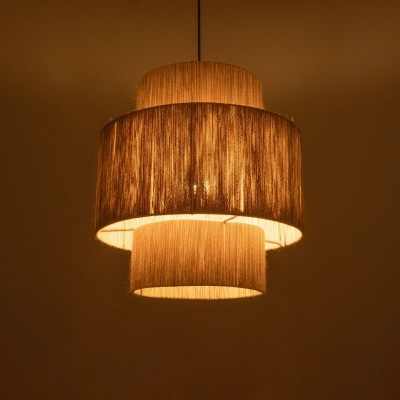 GloboStar® SALTO 203-0037 Boho Κρεμαστό Φωτιστικό Μονόφωτο 1 x E27 IP20 Μπέζ Ψάθα - M39 x Π39 x Υ80cm Διακόσμηση - Φως - Χαλιά