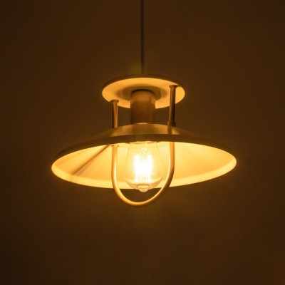GloboStar® BILLA 203-0041 Vintage Κρεμαστό Φωτιστικό Καμπάνα Μονόφωτο 1 x E27 IP20 Λευκό με Χρυσό Μέταλλο - M30.5 x Π30.5 x Υ70cm Διακόσμηση - Φως - Χαλιά