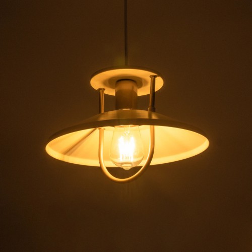 GloboStar® BILLA 203-0041 Vintage Κρεμαστό Φωτιστικό Καμπάνα Μονόφωτο 1 x E27 IP20 Λευκό με Χρυσό Μέταλλο - M30.5 x Π30.5 x Υ70cm Διακόσμηση - Φως - Χαλιά