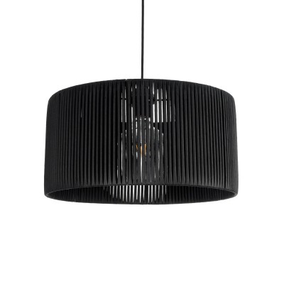 GLOBOSTAR® KYCLOS 203-0048 Boho Κρεμαστό Φωτιστικό Οροφής με Ντουί 1 x E27 AC 220-240V IP20 - Μαύρο - M40 x Π40 x Υ25.5cm