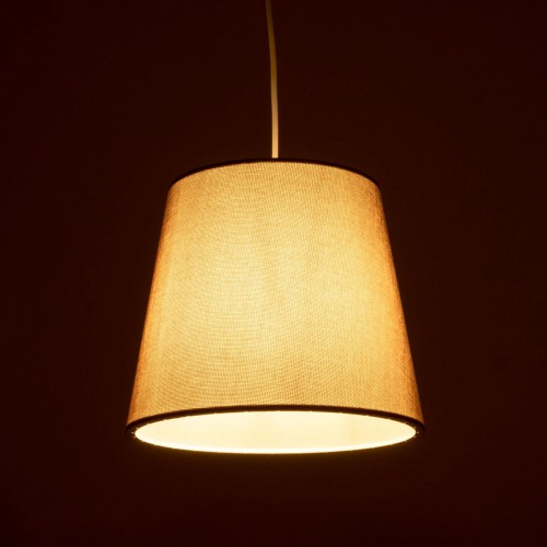 GloboStar® CONEY 203-0073 Μοντέρνο Κρεμαστό Φωτιστικό Καπέλο Μονόφωτο 1 x E27 IP20 Καφέ Άμμου Ύφασμα - Μ26 x Π26 x Υ93cm Διακόσμηση - Φως - Χαλιά