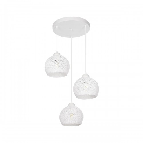 GloboStar® YASAM 203-0023 Vintage Κρεμαστό Φωτιστικό Σχοινί Τρίφωτο 3 x E27 IP20 Λευκό Σχοινί - Μ35 x Π35 x Υ80cm Διακόσμηση - Φως - Χαλιά