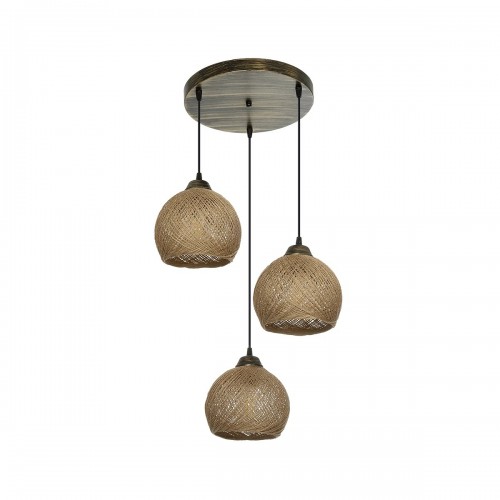 GloboStar® YASAM 203-0025 Vintage Κρεμαστό Φωτιστικό Σχοινί Τρίφωτο 3 x E27 IP20 Καφέ Σχοινί - Μ35 x Π35 x Υ80cm Διακόσμηση - Φως - Χαλιά
