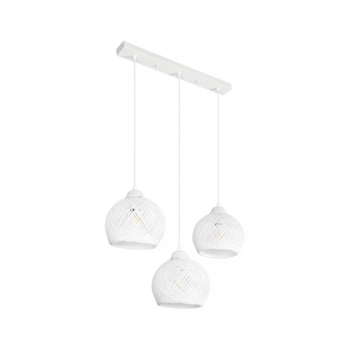 GloboStar® YASAM 203-0027 Vintage Κρεμαστό Φωτιστικό Σχοινί Τρίφωτο 3 x E27 IP20 Λευκό Σχοινί - Μ55 x Π25 x Υ80cm Διακόσμηση - Φως - Χαλιά