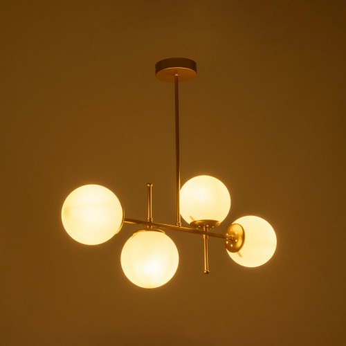 GloboStar® GLOBUS 203-0105 Μοντέρνο Φωτιστικό Οροφής Ράγα Πολύφωτο 4 x E27 IP20 Χρυσό Μέταλλο με Γαλακτερές Γυάλινες Μπάλες - Μ70 x Π30 x Υ65cm Διακόσμηση - Φως - Χαλιά GloboStar® GLOBUS 203-0105 Μοντέρνο Φωτιστικό Οροφής Ράγα Πολύφωτο 4 x E27 IP20 Χρυσό Μέταλλο με Γαλακτερές Γυάλινες Μπάλες - Μ70 x Π30 x Υ65cm Διακόσμηση - Φως - Χαλιά