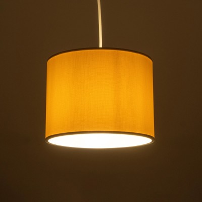 GloboStar® BLAZE 203-0106 Μοντέρνο Κρεμαστό Φωτιστικό Καπέλο Μονόφωτο 1 x E27 IP20 Μπεζ Ύφασμα - Μ22 x Π22 x Υ90cm Διακόσμηση - Φως - Χαλιά