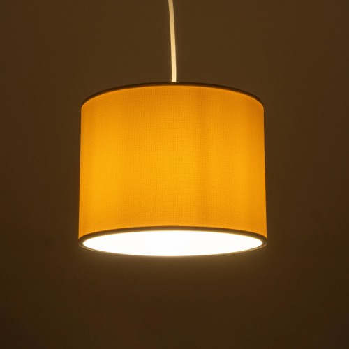 GloboStar® BLAZE 203-0106 Μοντέρνο Κρεμαστό Φωτιστικό Καπέλο Μονόφωτο 1 x E27 IP20 Μπεζ Ύφασμα - Μ22 x Π22 x Υ90cm Διακόσμηση - Φως - Χαλιά