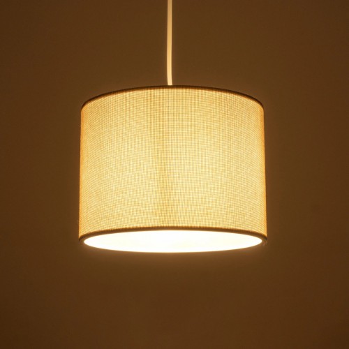 GloboStar® BLAZE 203-0107 Μοντέρνο Κρεμαστό Φωτιστικό Καπέλο Μονόφωτο 1 x E27 IP20 Σκούρο Μπεζ Ύφασμα - Μ22 x Π22 x Υ90cm Διακόσμηση - Φως - Χαλιά