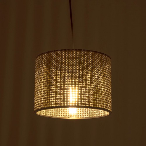 GloboStar® CLAIRIE 203-0132 Μοντέρνο Κρεμαστό Φωτιστικό Καπέλο Μονόφωτο 1 x E27 IP20 Καφέ Ύφασμα - Μ22 x Π22 x Υ93cm Διακόσμηση - Φως - Χαλιά