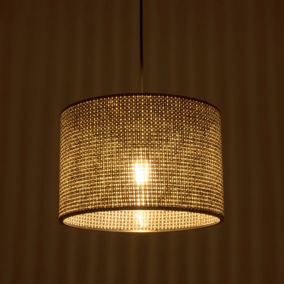 GloboStar® CLAIRIE 203-0135 Μοντέρνο Κρεμαστό Φωτιστικό Καπέλο Μονόφωτο 1 x E27 IP20 Καφέ Ύφασμα - Μ30 x Π30 x Υ93cm Διακόσμηση - Φως - Χαλιά