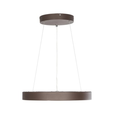 GloboStar® SALEM 61244 Κρεμαστή Πλαφονιέρα Οροφής Δαχτυλίδι-Κύκλος LED CCT 75W 8625lm 120° AC 220-240V - Εναλλαγή Φωτισμού μέσω Τηλεχειριστηρίου All In One Ψυχρό 6000k+Φυσικό 4500k+Θερμό 2700k Dimmable Φ45cm - Καφέ Χάλκινο - 3 Years Warranty Διακόσμηση - 