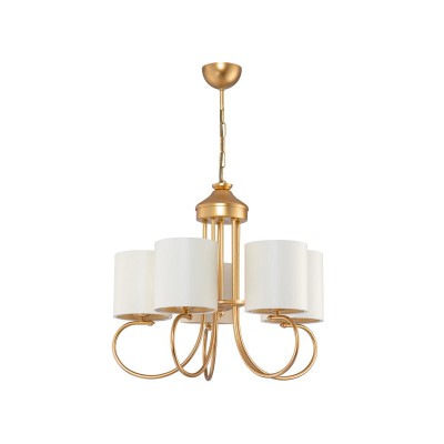 GLOBOSTAR® TRITON 203-0254 Vintage Κρεμαστό Φωτιστικό Οροφής με Ντουί 5 x E27 AC 220-240V IP20 - Χρυσό & Μπεζ - Μ50 x Π50 x Υ48cm