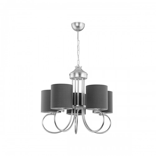 GloboStar® TRITON 203-0255 Vintage Κρεμαστό Φωτιστικό Καπέλο Πολύφωτο 5 x E27 IP20 Ασημί Μέταλλο με Γκρί Ύφασμα - Μ50 x Π50 x Υ48cm Διακόσμηση - Φως - Χαλιά