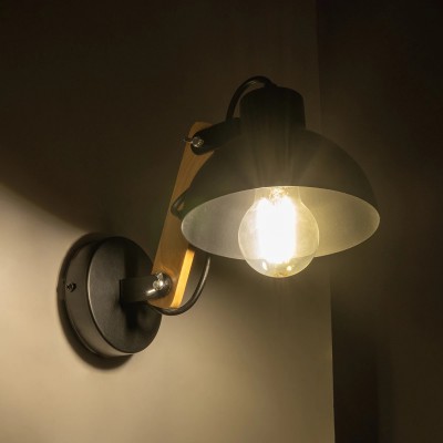 GloboStar® GRANT 00902 Μοντέρνο Φωτιστικό Τοίχου Απλίκα Μονόφωτο Μαύρο με Ξύλινο Βραχίονα Μεταλλικό Φ15 x Y12cm Διακόσμηση - Φωτισμός - Χαλιά GloboStar® GRANT 00902 Μοντέρνο Φωτιστικό Τοίχου Απλίκα Μονόφωτο Μαύρο με Ξύλινο Βραχίονα Μεταλλικό Φ15 x Y12cm Διακόσμηση - Φωτισμός - Χαλιά