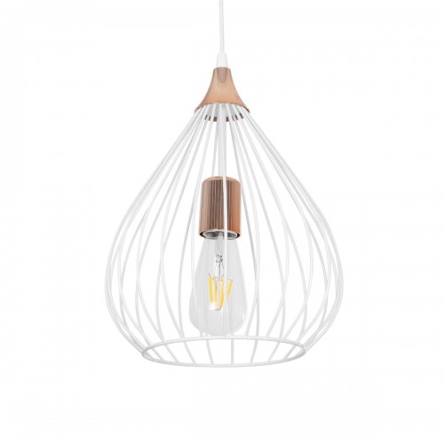 GloboStar® RADIARO 201-0014 Vintage Κρεμαστό Φωτιστικό Πλέγμα Μονόφωτο 1 x E27 IP20 Λευκό & Χάλκινο Μέταλλο - Μ28x Π28 x Υ70cm Διακόσμηση - Φως - Χαλιά