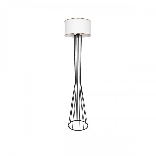 GloboStar® NOVA 201-0036 Μοντέρνο Επιδαπέδιο Φωτιστικό 1 x E27 IP20 Μαύρο Μεταλλό με Λευκό Ύφασμα - Μ38 x Π38 x Υ155cm Διακόσμηση - Φως - Χαλιά
