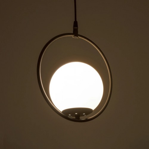 GloboStar® CIRCLE 201-0075 Vintage Κρεμαστό Φωτιστικό  Μονόφωτο Μπάλα  1 x E27 IP20 Μαύρο Μέταλλο με Γαλακτερό Γυαλί - Μ20 x Π25 x Υ70cm Διακόσμηση - Φως - Χαλιά