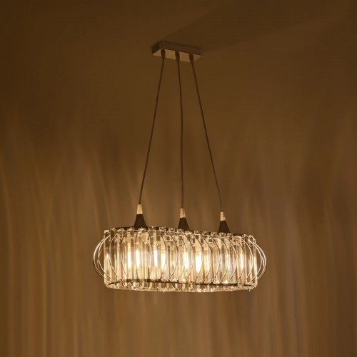 GloboStar® RAZIA 201-0101 Vintage Κρεμαστό Φωτιστικό Κρύσταλλα Τρίφωτο 3 x E27 IP20 Ασημί Μέταλλο με Διάφανο Γυαλί - Μ60 x Π40 x Υ70cm Διακόσμηση - Φως - Χαλιά GloboStar® RAZIA 201-0101 Vintage Κρεμαστό Φωτιστικό Κρύσταλλα Τρίφωτο 3 x E27 IP20 Ασημί Μέταλλο με Διάφανο Γυαλί - Μ60 x Π40 x Υ70cm Διακόσμηση - Φως - Χαλιά
