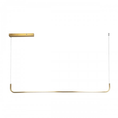 GLOBOSTAR® LINARIA 60923 Μοντέρνο Κρεμαστό Φωτιστικό Οροφής LED 36W 4150lm 180° AC 220-240V IP20 Ρυθμιζόμενο Λευκό CCT με Χειριστήριο από 2700K έως 6000K Dimmable - Lumileds SMD Chip - Χρυσό Βούρτσας - Μ120 x Π2 x Υ10cm - 3 Χρόνια Εγγύηση Διακόσμηση - Φως