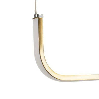 GLOBOSTAR® LINARIA 60923 Μοντέρνο Κρεμαστό Φωτιστικό Οροφής LED 36W 4150lm 180° AC 220-240V IP20 Ρυθμιζόμενο Λευκό CCT με Χειριστήριο από 2700K έως 6000K Dimmable - Lumileds SMD Chip - Χρυσό Βούρτσας - Μ120 x Π2 x Υ10cm - 3 Χρόνια Εγγύηση Διακόσμηση - Φως